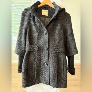 Vintage Black Esprit Women's Hooded wool blend coat Size S